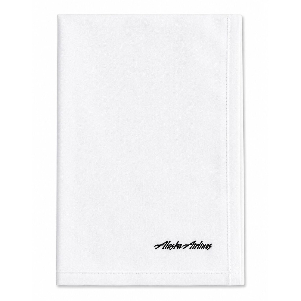 Alaska Airlines Dinner Napkins Set of 4 White Linen Fabric 20x20 Button Hole
